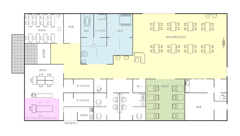 スマイルデイサービス居室見取り図